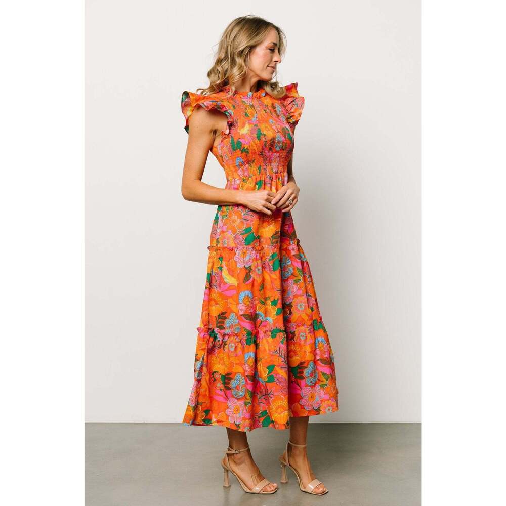 Baltic Born - Emily Smocked Tier Dress | Orange Floral Size - 2XL - Picture 5 of 6